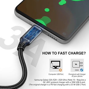 USB Type-C to A Cable 6ft – 5-Pack Fast Charging
