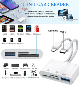 Dual-Port SD Card Reader – USB-C & Lightning