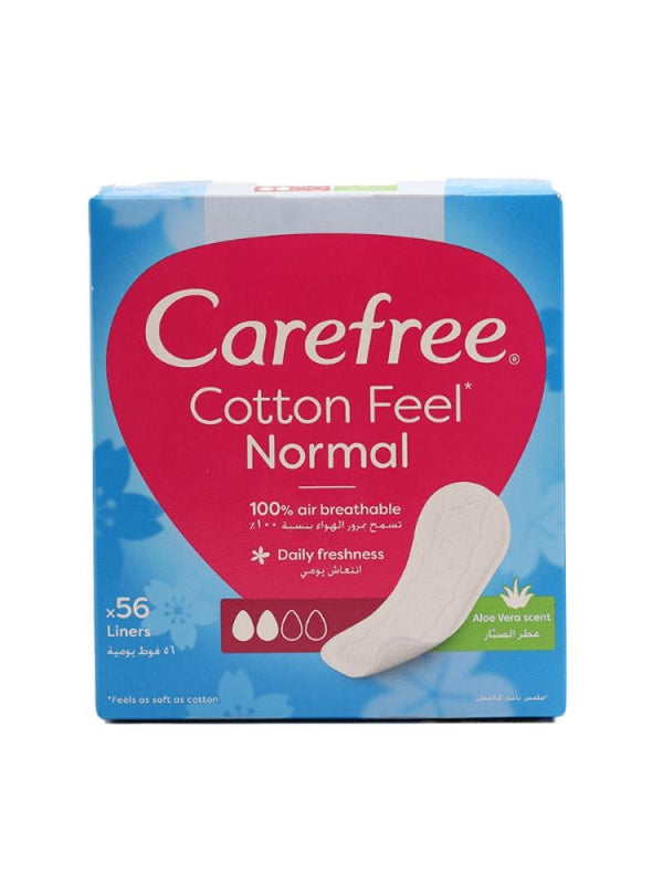 Cotton Panty Liners Large Daily Pads Cotton Extract Aloe Vera Carefree 56 Count