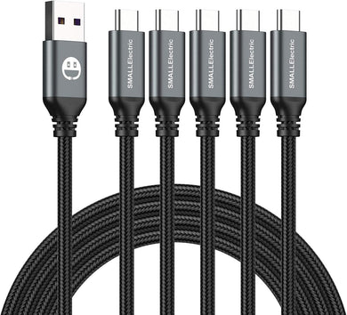 USB Type-C to A Cable 6ft – 5-Pack Fast Charging