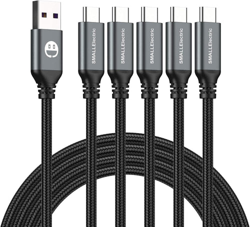 USB Type-C to A Cable 6ft – 5-Pack Fast Charging