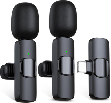 RICCHI 2-Pack USB-C Lavalier Microphones – Wireless Lapel Mic