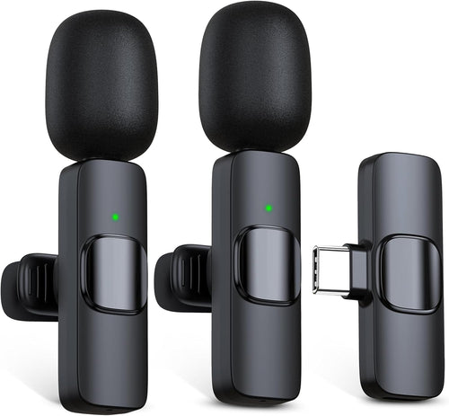 RICCHI 2-Pack USB-C Lavalier Microphones – Wireless Lapel Mic