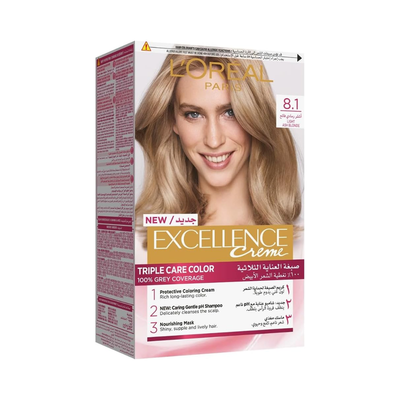 L'Oreal Paris Excellence Hair Color Cream Light Ash Blonde 8.1 192g 2-Pack