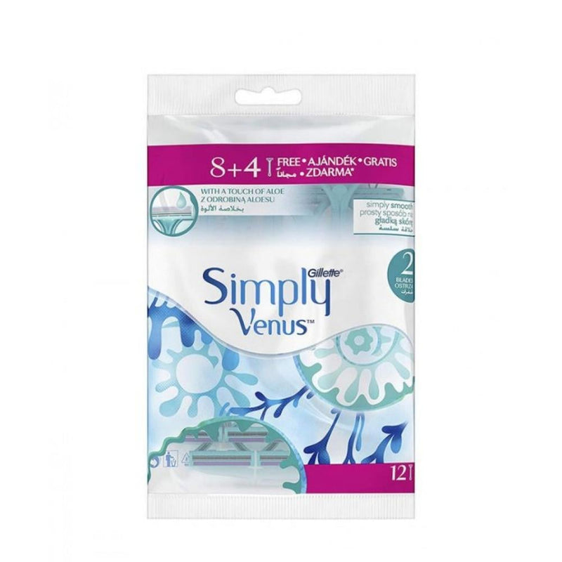 Gillette Simply Venus Razor Blades, 2-Blade, Moisture Rich Strip, 12 Count