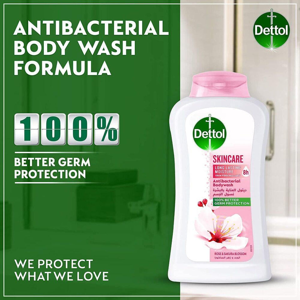 Dettol Skincare Body Wash Rose & Sakura Blossom Antibacterial Protection 250ml