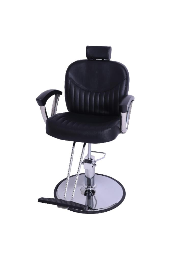 Salon System Black Faux Leather Hydraulic Hair Cutting Chair