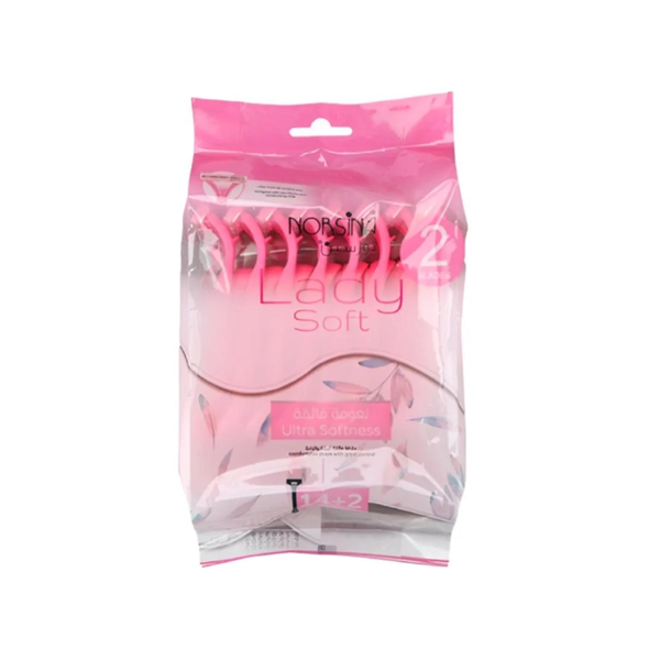 Norsina Lady Soft Women's Razor with 2 Blades, Pack of 16