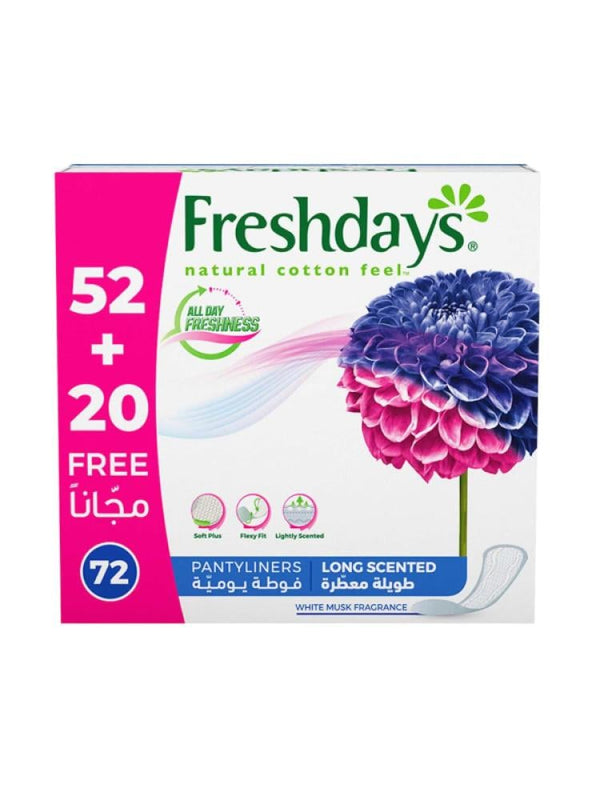 Daily Pads Always Long Cottony Scented Fresh Days 72 Pieces