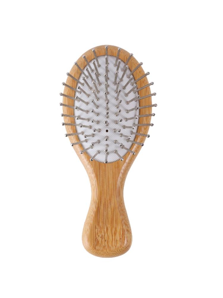 Hair System Travel Hairbrush - Wooden Handle, Metal Bristles