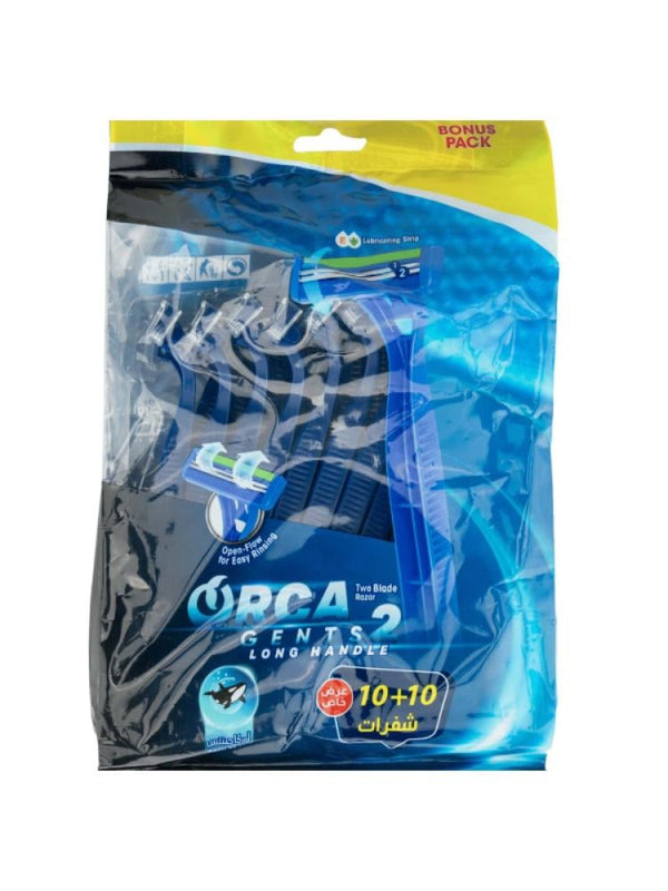 Orca Gents 2-Blade Razors with Long Handle, 20 Count