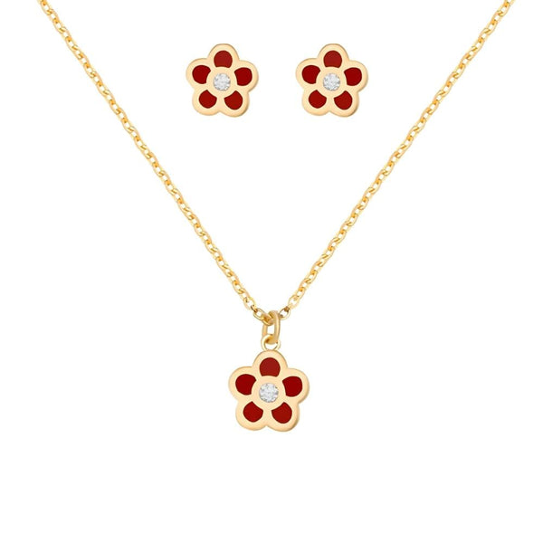 Navarro Jewelry Set Necklace and Earrings, 21 Karat Gold Plated