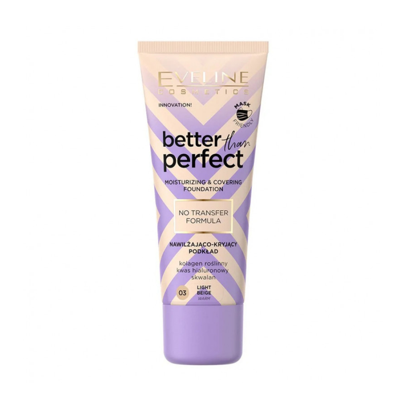 Eveline Better Than Perfect Foundation 03 Light Beige 30ml Hyaluronic Acid