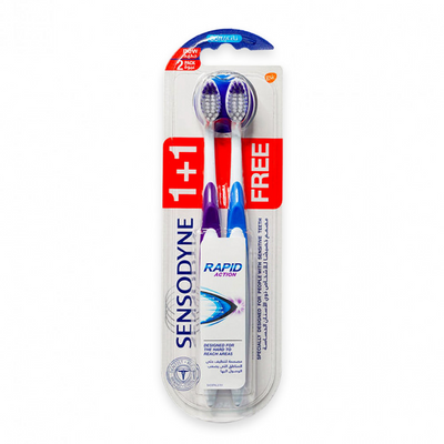 Sensodyne Rapid Action Toothbrush - Sensitivity Relief & Plaque Removal - 1+1 Fr