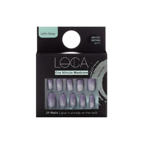 Self-Adhesive Artificial Nails Glitter Purple S3 Reusable Luca 1 Set