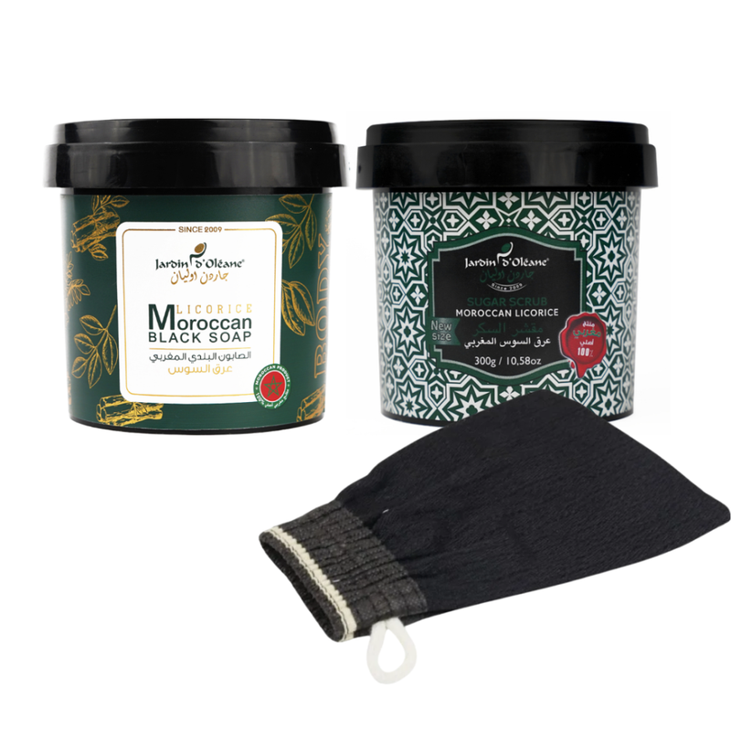 Garden Olean Licorice Scrub & Soap Set - Skin Brightening & Exfoliating