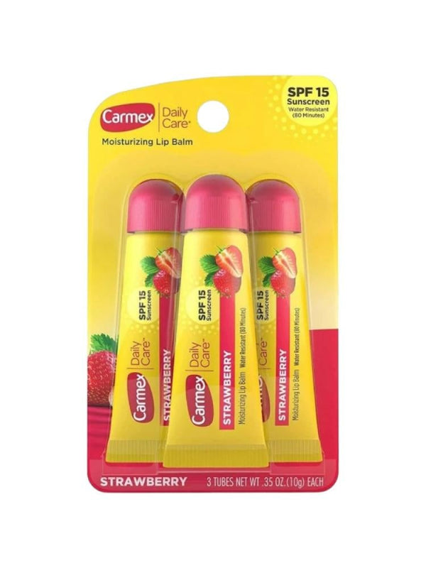 Carmex Daily Care Lip Balm SPF 15 - Strawberry, 3 count
