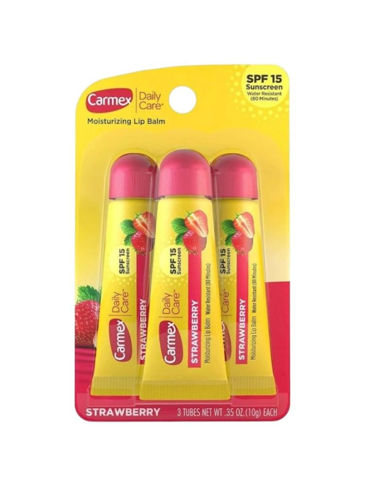 Carmex Daily Care Lip Balm SPF 15 - Strawberry, 3 count