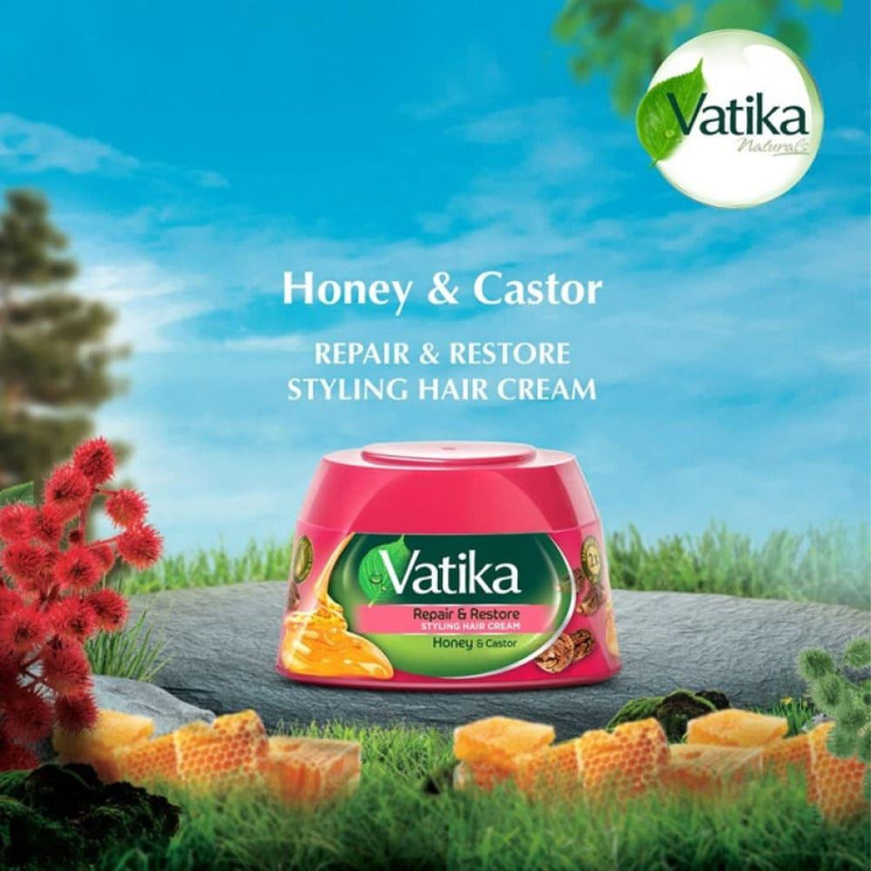 Vatika Hair Styling Cream with Honey & Castor for Hair Repair & Shine 210ml