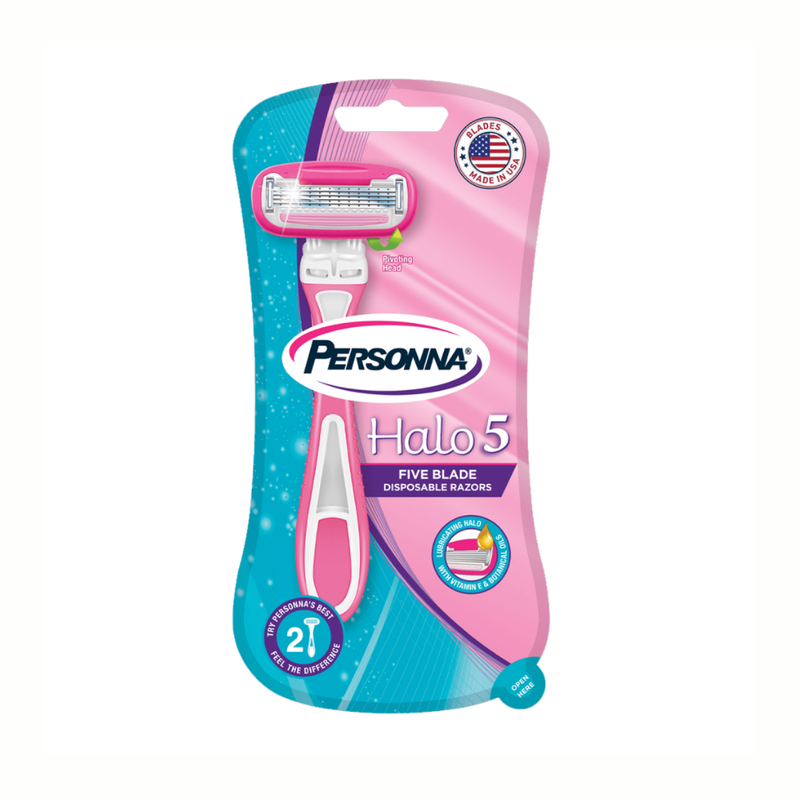 Persona Halo 5 Women's Razor Blades, 5-Blade, Moisturizing Strip, 2 Pack