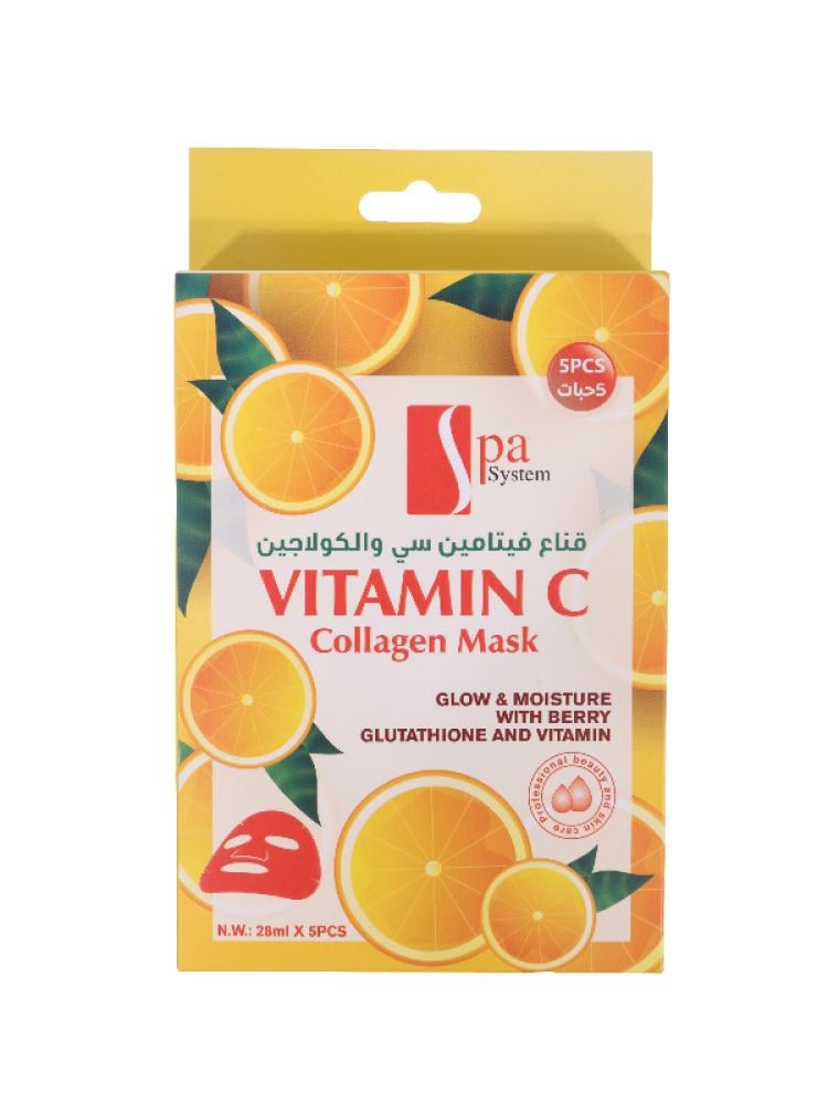Brightening Collagen Face Mask with Vitamin C by Spa System, 5 x 28ml