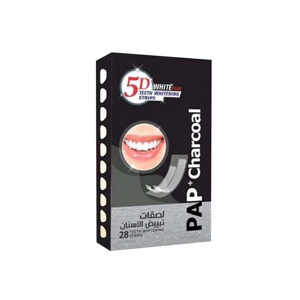 5D White Plus Charcoal Teeth Whitening Strips Stain Removal 28 Patches