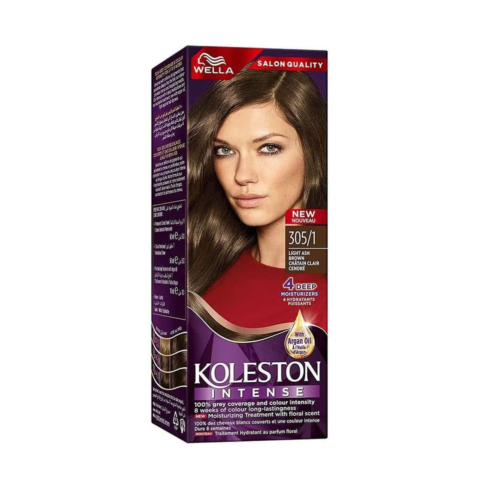 Wella Koleston Intense Hair Color Light Ash Brown Permanent Dye for Full Coverage 305/1