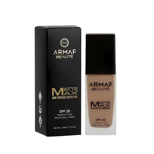 Armaf Beauty Matte Max Liquid Foundation SPF 20, 12 Chestnut, Full Coverage