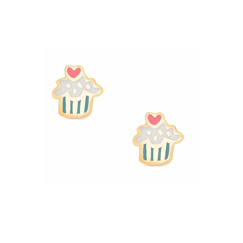 Childrens Gold Christmas Earrings Cupcake Medical Earring Navarro 1 Pair