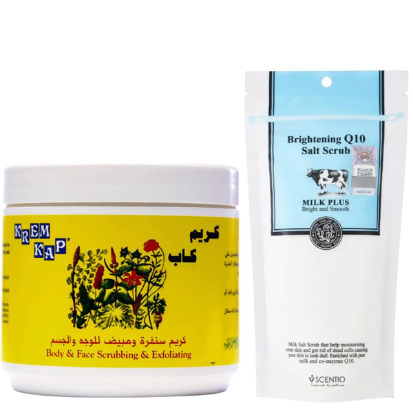 Cap Cream Exfoliating Mixture with Thai Milk Salt for Brightening - 500ml + 300g