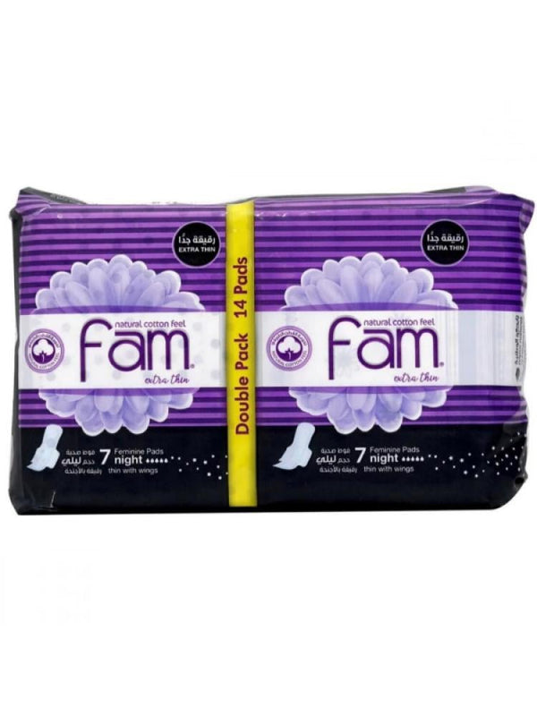 Ultra Thin Sanitary Pads Night Comfort Cotton Feel Fam 14 Pieces