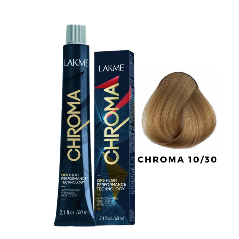 Lakme Ammonia-Free Permanent Hair Color, Platinum Golden Blonde 10.30, 60ml