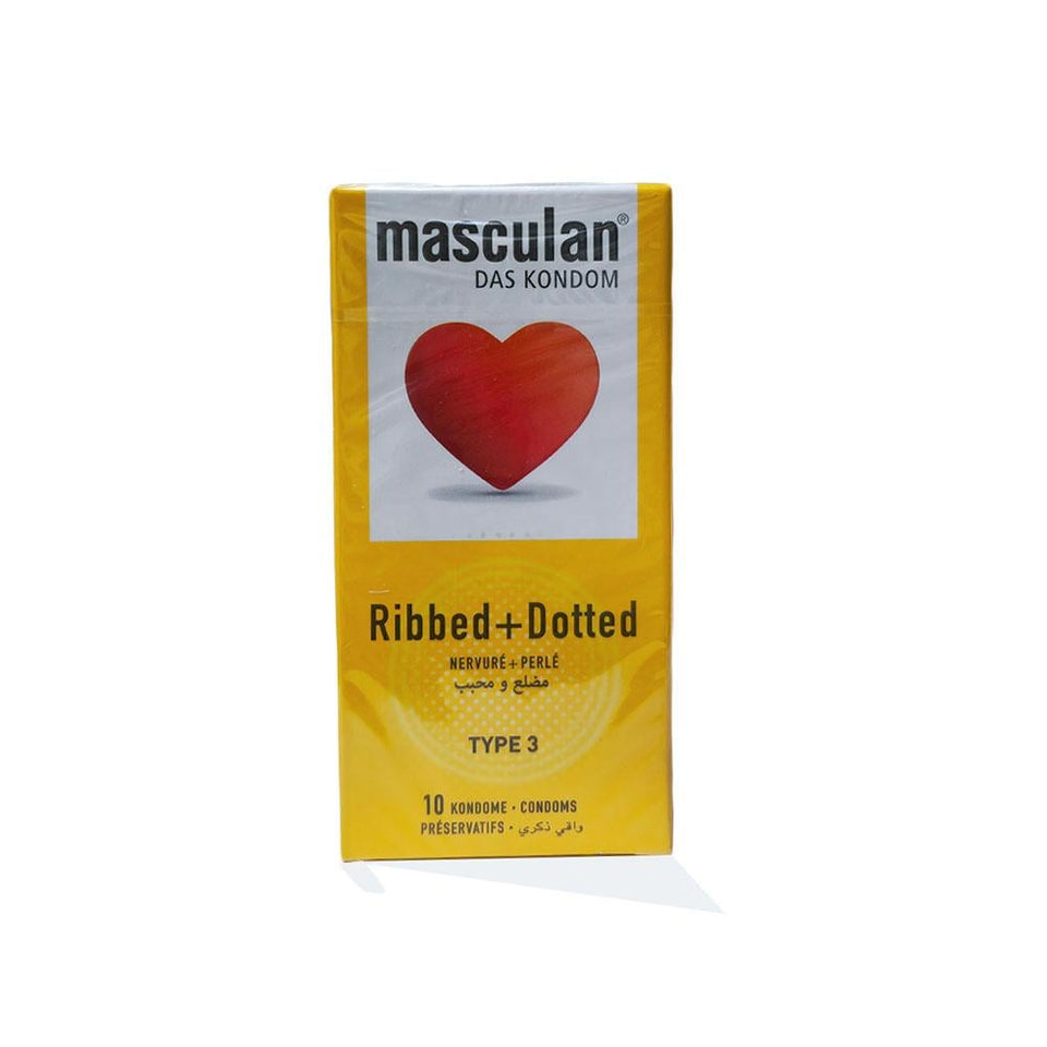 Masculan Ribbed Condoms for Enhanced Pleasure & Protection 10ml