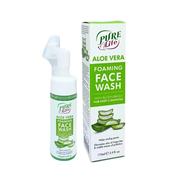 Pure Life Aloe Vera Foaming Facial Wash with Built-in Brush, 175ml