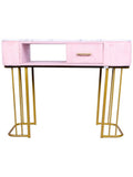 Salon System Pink Manicure Table with White Top & Gold Legs