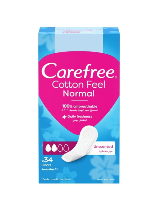 Unscented Panty Liners Cotton Soft Carefree 34 Count