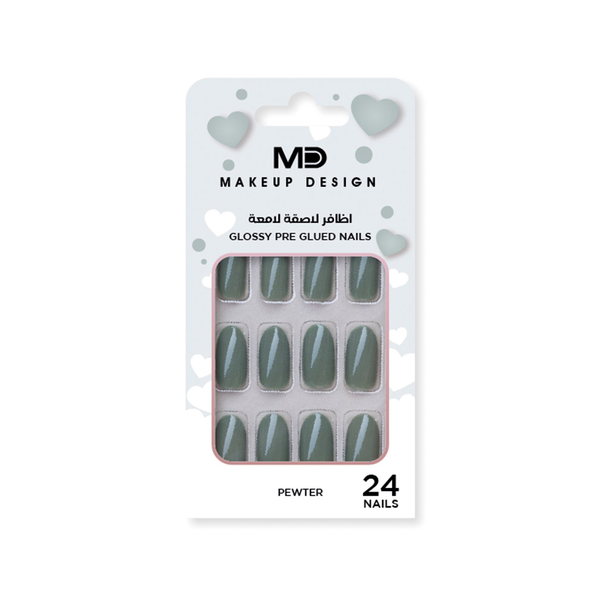 MD Adhesive Nails NG13 Pewter Glitter Reusable Press-On Set