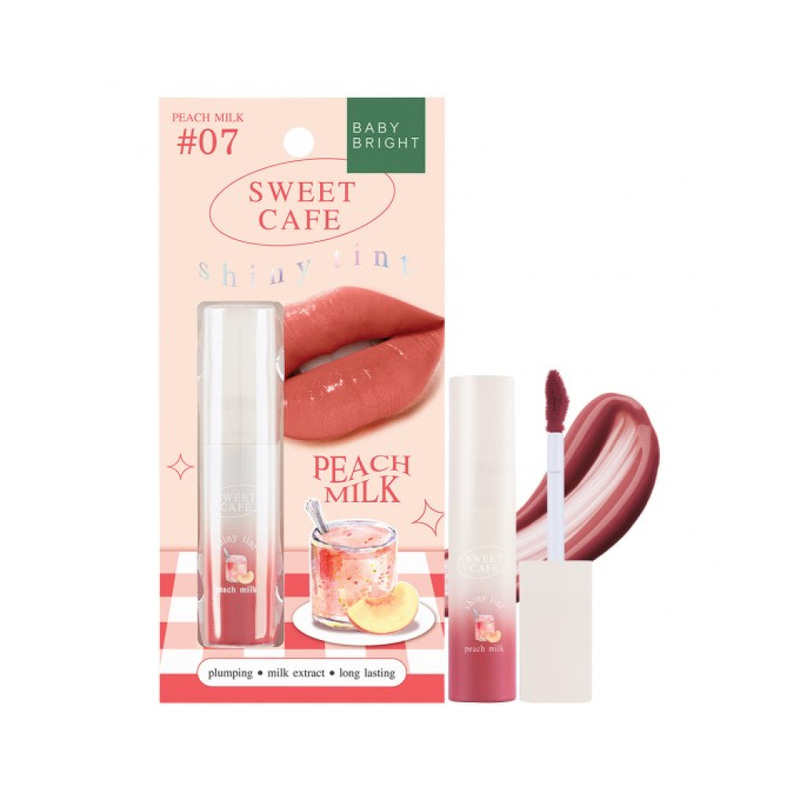 Baby Bright Sweet Cafe Lip Tint, Milk Extract, for Fuller Lips, 07 Milk Peach, 2.8g