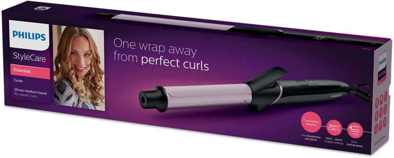 Curling Iron Wand 25mm Rapid Heating Professional Styling Philips 1pc