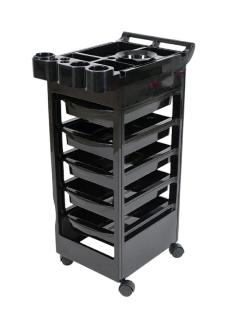 Salon System 5-Drawer Tool Trolley - Black, Mobile