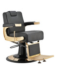 Salon System Men's Barber Chair - Black with Gold Frame