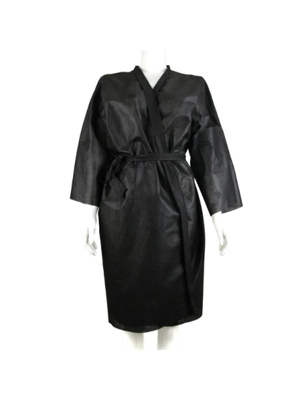 Salon System Disposable Robe - Comfortable, Hygienic - Black (10 Pieces)