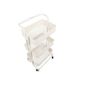 Salon System Three-Tier Trolley - Iron Mesh Base - White