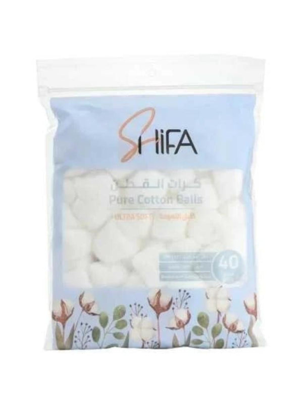 Shefa Soft Cotton Balls 100% Natural Cotton 40 Pieces