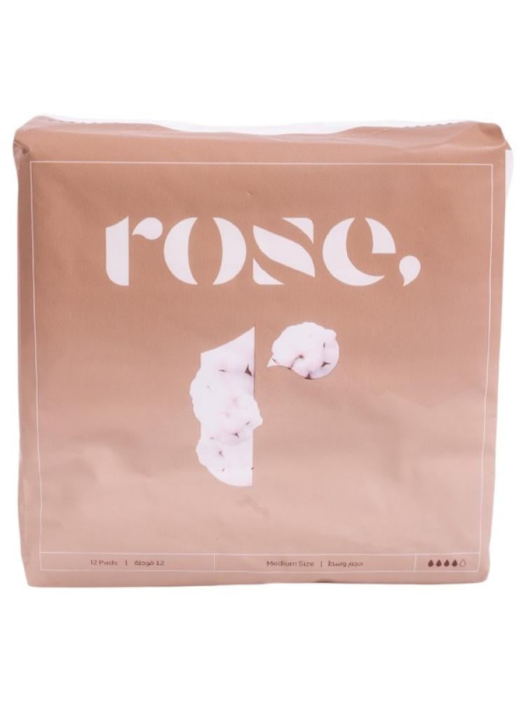 Rose Sanitary Pads Day Medium - 12 Count