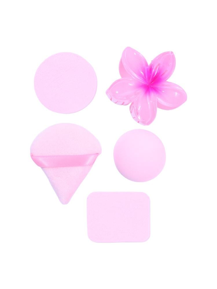 Makeup Sponge Set for Cream Foundation with Hair Clip Beauty System 5 Pieces