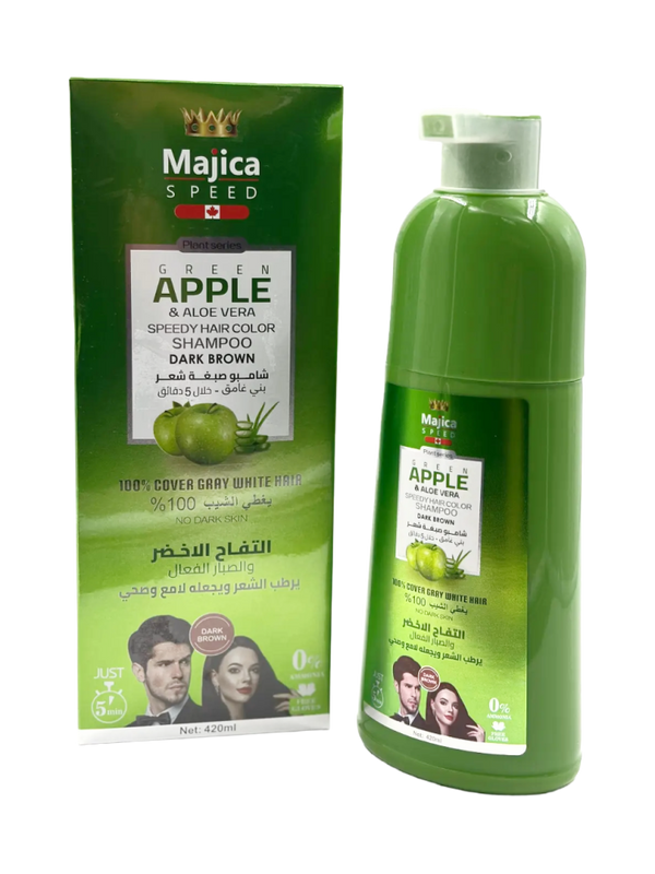 Buy Hair Color Shampoo Dark Brown Majica Green Apple 420ml