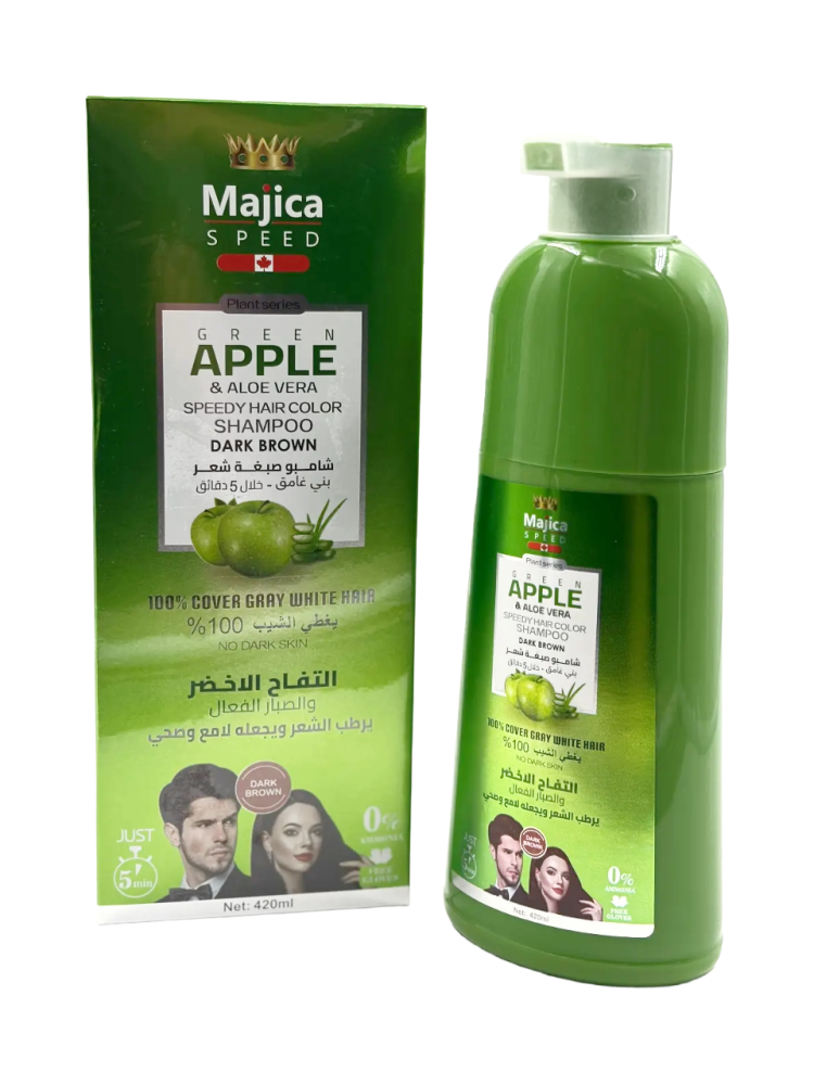 Buy Hair Color Shampoo Dark Brown Majica Green Apple 420ml