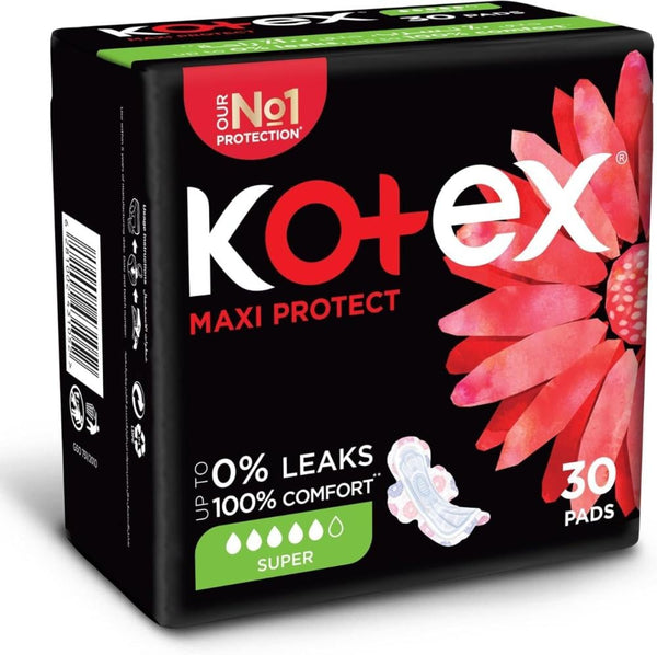Super Sanitary Pads Maxi Protect With Wings Kotex 30 Pcs