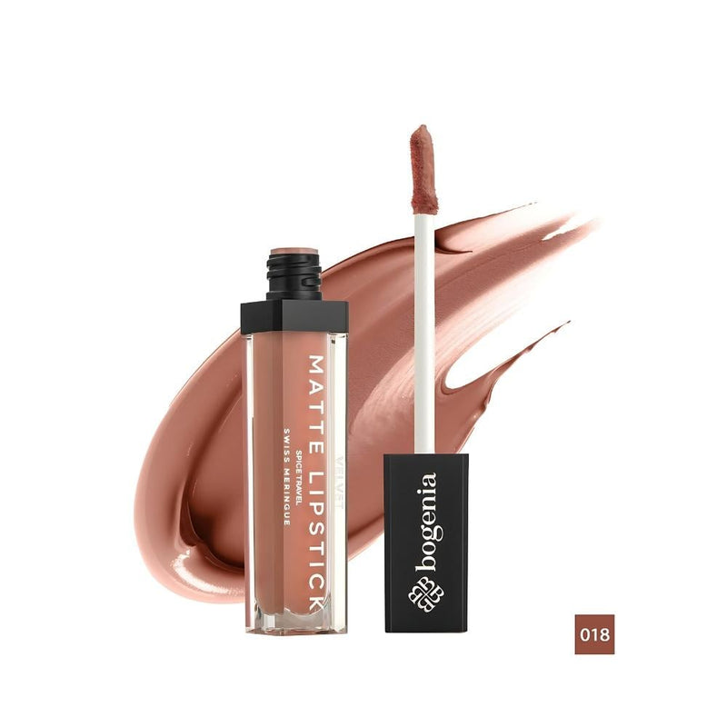 Bogenia Liquid Lipstick, 18 Swiss Merengue, Matte Finish, Long-Lasting